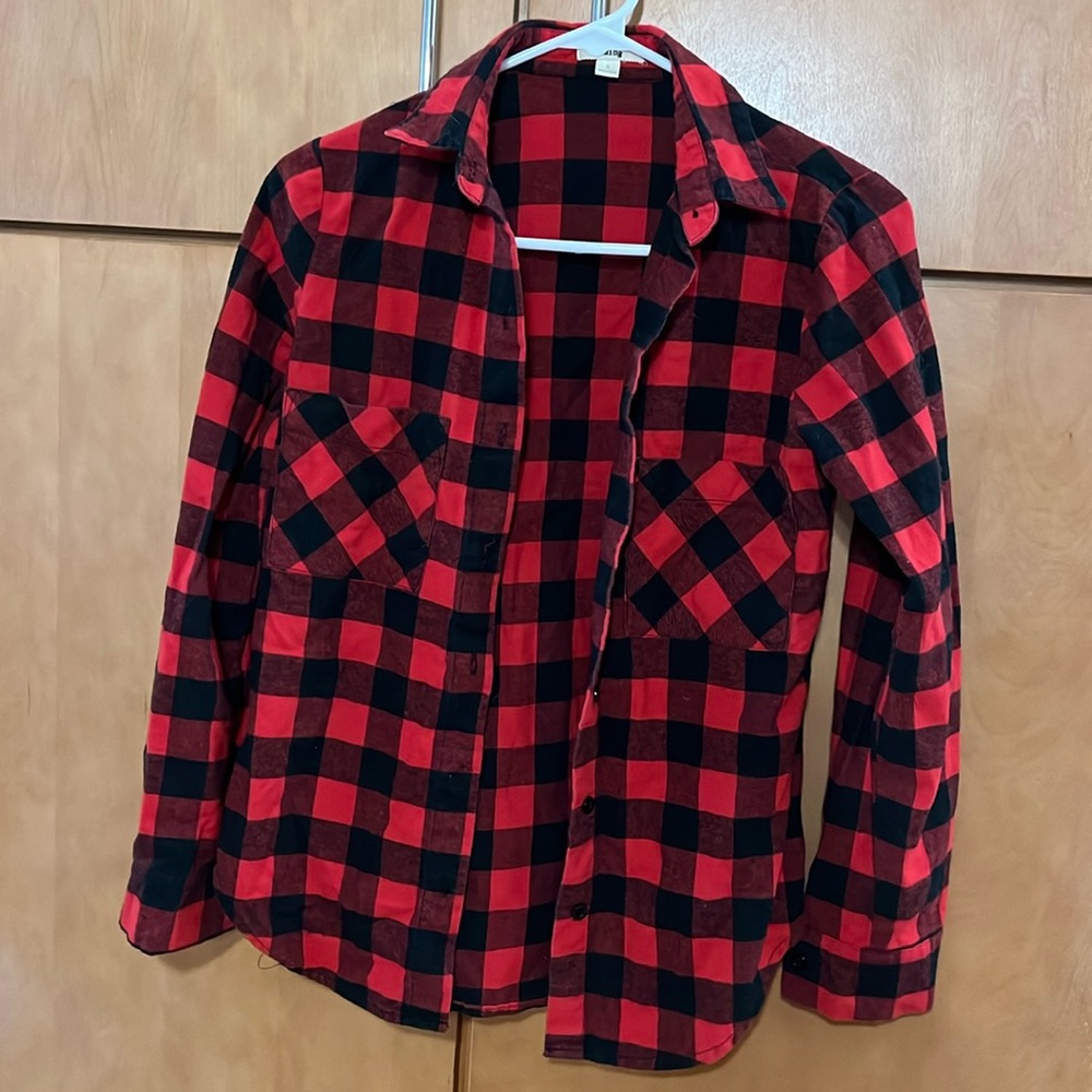 Red & Black Flannel Top